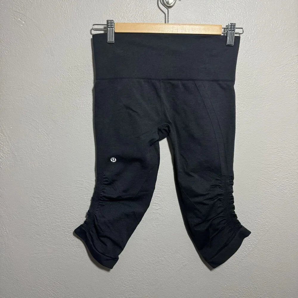 Lululemon High Rise Seamless Crop Pants Charcoal Gray Leggings Sz 6